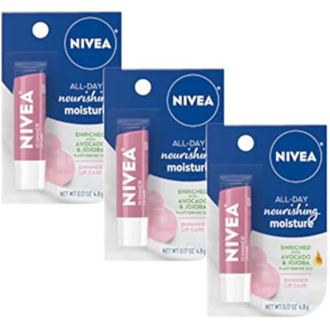 Nivea A KISS OF SHIMMER RADIANT LIP CARE SPF 10, 0.17-OUNCE STICKS (PACK OF 3) - Image 1